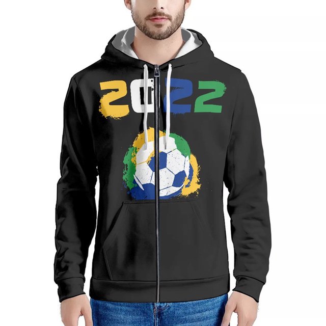 2022 Qatar Football World Cup Zip Hooded Sweater Netherlands Spain Brazil Fans Cheering Jacket