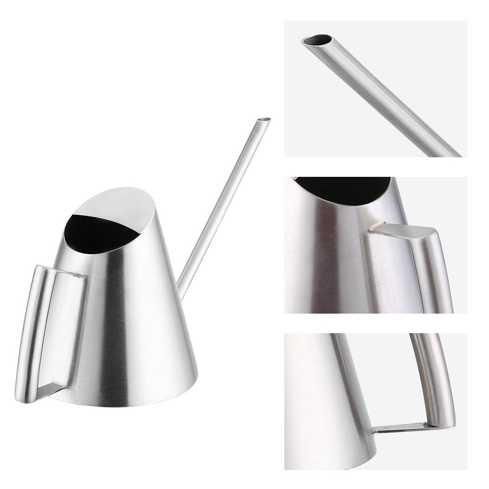 400ml Watering Can, Stainless Steel Long Spout Watering Pot, Mini Modern, Brushed Sliver Flower Plant Watering Can Pot, Gardening Tool for for Home Office