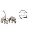 thumbnail image 1 of Figuras de familia de elefantes de cerámica con soporte de exhibición de madera, escultura de animal, organizador coleccionable para el hogar, estante, 1 of 8
