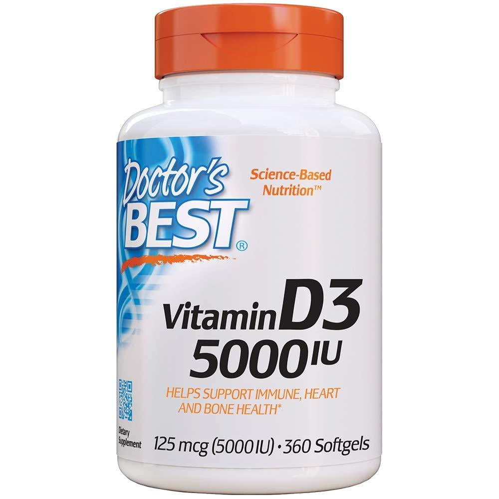 Doctor's Best Vitamin D3 5,000 IU for Healthy Bones, Teeth, Heart and