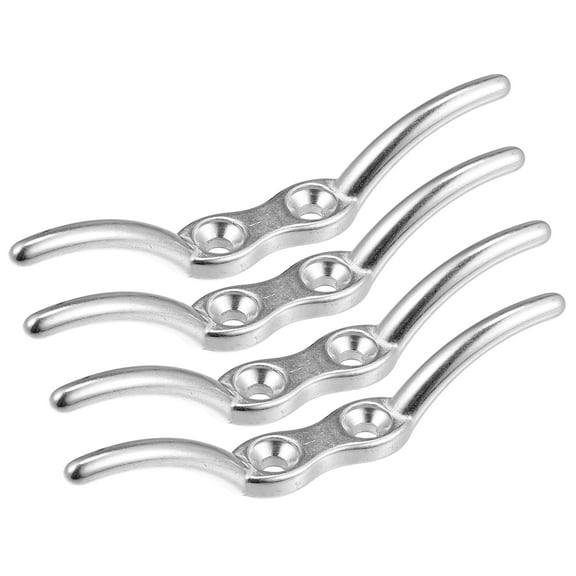 4Pcs 4 Inch Stainless Steel Flagpole Cleat Hook Rope Cleat Handle Universal for Marine Boat Ship