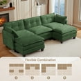 thumbnail image 4 of 111.5" U - Shaped Chenille Modular Sectional Sofa, Super Comfy 3 - Seater with 2 Ottomans for Living Room - Green, 4 of 10