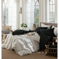 thumbnail image 6 of MooMee 100% Washed Cotton Sheet Set Queen Linen Like Textured Breathable Durable Soft Comfy 4pcs (Black), 6 of 6