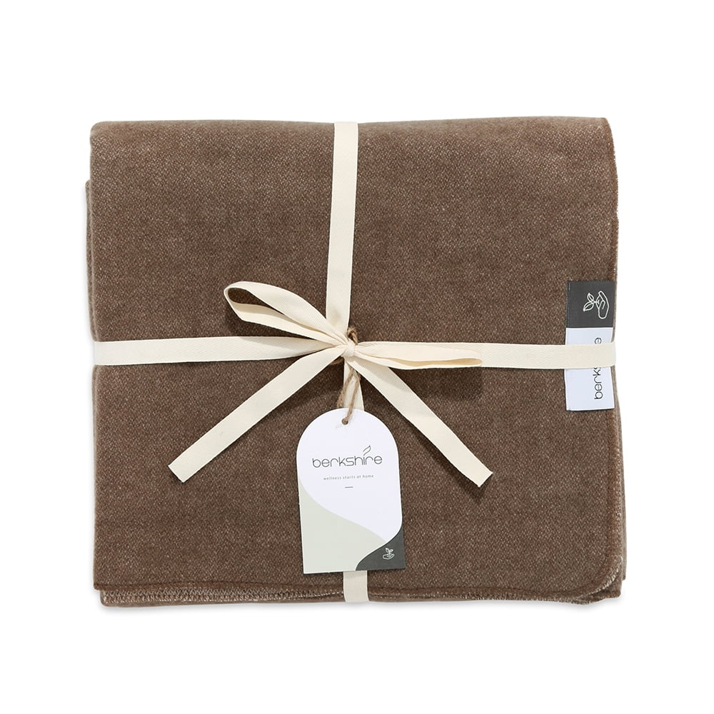 Berkshire Brown Cashmere Wool Throw Blanket, Oversized Throw