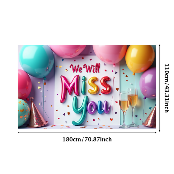 LUUFILx Miss You Balloon Banner Party Decoration Backdrop for Farewell Retirement Graduation Going Away Party Supplies Background Festive Celebration Event Décor