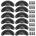 thumbnail image 1 of Paquete de 12 tiradores para tazas de gabinete, tiradores para cajones, tiradores para gabinetes antiguos, para decoración de muebles de cocina, con tornillos (negro), 1 of 5