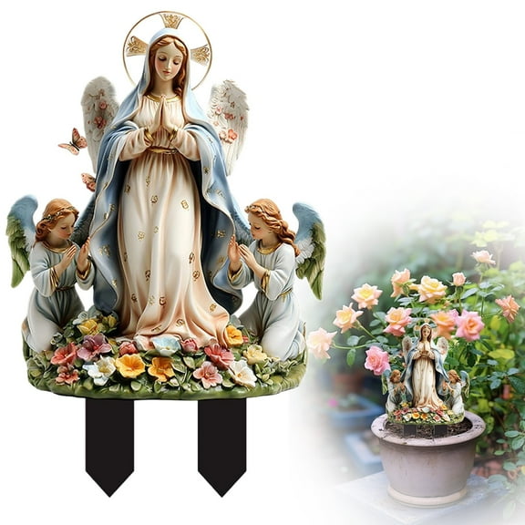 SMKE Blessed Mother Mary Stake Acrylic 2D Flat,The Blessed Virgin Mary Ornaments,Acrylic Virgin Mary Statue For Home Garden Decor