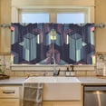 thumbnail image 2 of Yayeee Kitchen Curtains Tier Set of 2 Light Filtering 57"x24" Over Sink Window Panels, Cube Stripes, 2 of 7