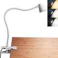 thumbnail image 1 of Clamp Desk Lamp Dimmable Clip on Reading Light (3000-6500K) Adjustable Color Temperature,Mini USB Table Lamp Adjustable 360 Degree Gooseneck Clip Reading Light for Reading, Working-White, 1 of 9