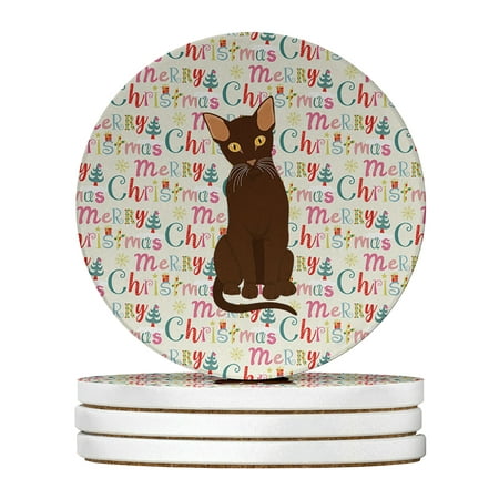 

Suphalak Cat Christmas Large Sandstone Coasters Pack of 4 4 in x 4 in