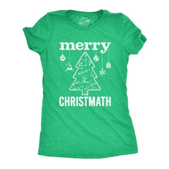 Womens Merry Christmath T Shirt Funny Christmas Tree Holiday Math Graphic Tee Womens Graphic Tees