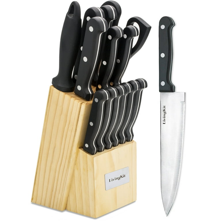 Stainless Steel Kitchen Knife Block Set Block 14 Piece For Home Cooking  Culinary School Commercial Kitchen Peeler Knives Shears Holder 