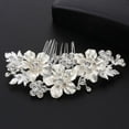 thumbnail image 3 of Ruanlalo Wedding Bridal Flower Rhinestone Hair Pin Clip Bridesmaid Side Comb Jewelry Golden, 3 of 6