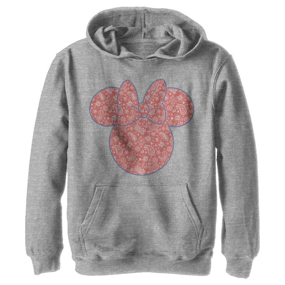 Boy's Mickey & Friends Mickey and Friends Minnie Paisley Silhouette Pull Over Hoodie Athletic Heather Small