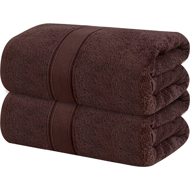 Tens Towels Brown 2 Piece Large Bath Sheet Set 35 x 70 Inches Premium