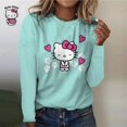 thumbnail image 1 of Camiseta de manga larga con estampado de flores para mujer, ropa básica de cuello redondo, informal, vacaciones, fin de semana, dulce, Primavera, 1 of 4