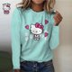 thumbnail image 1 of Camiseta de manga larga con estampado de flores para mujer, ropa básica de cuello redondo, informal, vacaciones, fin de semana, dulce, Primavera, 1 of 4
