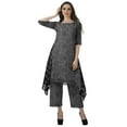 thumbnail image 2 of Moomaya Womens Kurti Kurta Pant Set Boat Neck Printed 2 Piece Dress Ethnic Wear, 2 of 6