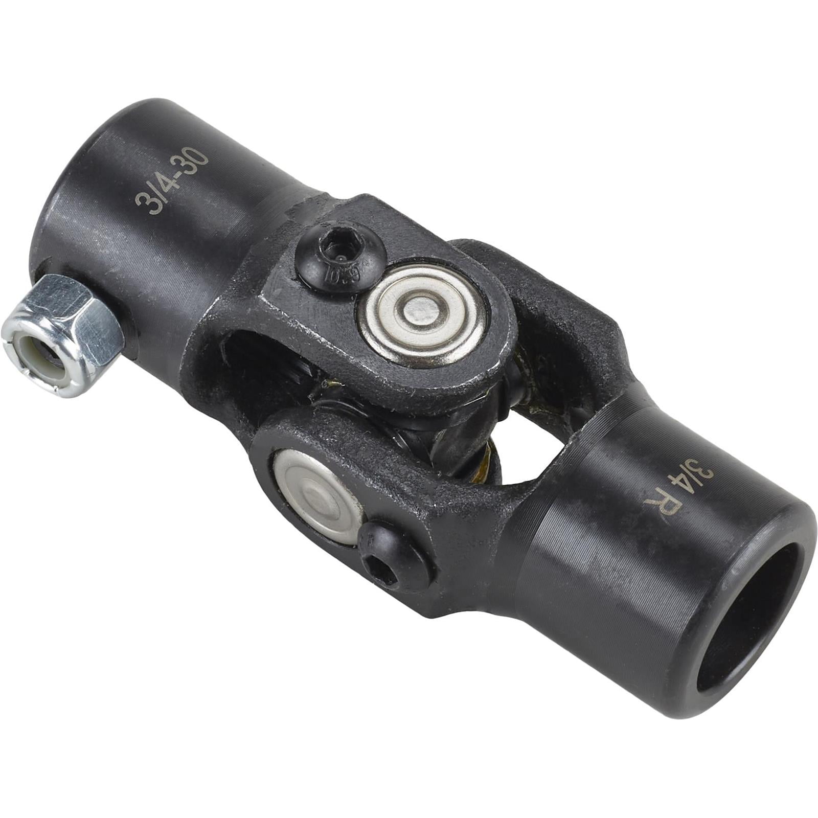 Speedway Motors Small GM Power Steering U-Joint, 1978-Up 3/4-30 Spline to 3/4 Round Forged Steel Steering Shaft Coupler with Black Oxide Finish