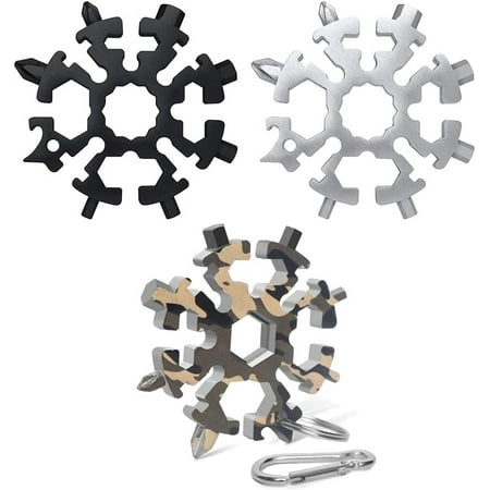 18-in-1 Stainless Steel Snowflake Multi-Tool Portable Screwdriver Bottle Opener Multi Tool for Outdoor Camping Christmas Gift