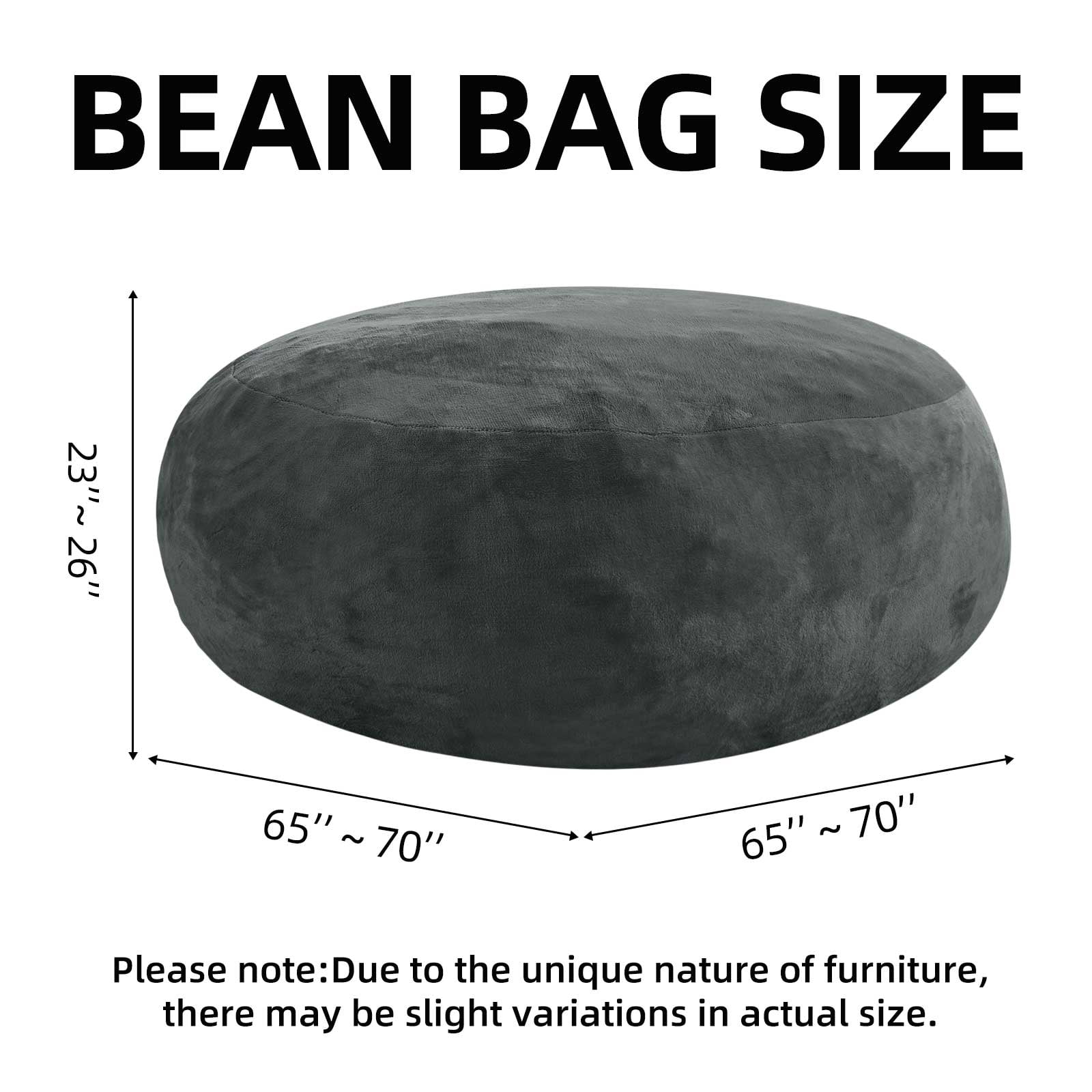 Bean Bag Chair 6FT,  Large Memory Foam Filled Chair for Adults and Teens, Soft Sofa with Removable Flannel Cover, Round Couch for Living Room Bedroom College Dorm