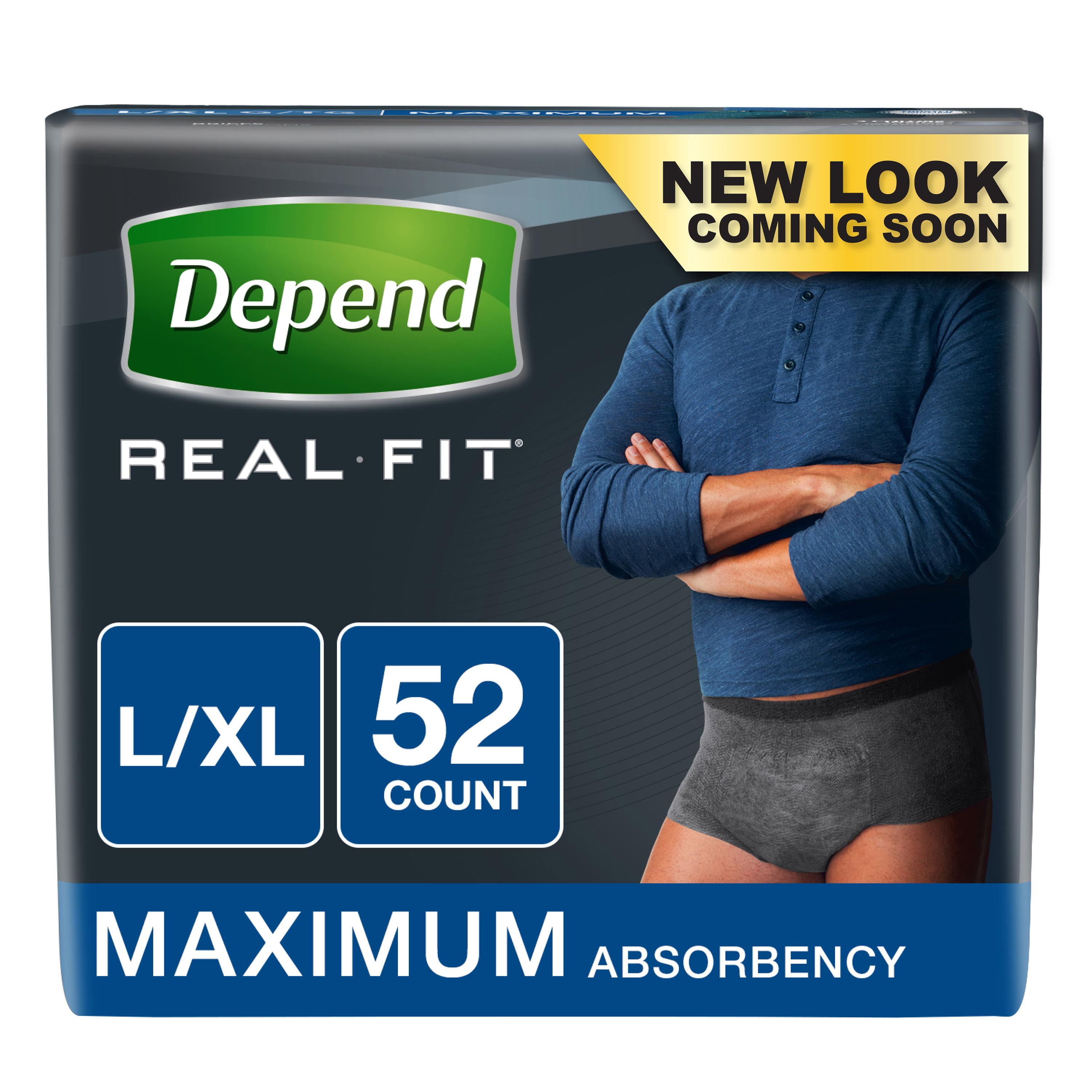 Depend Real Fit Incontinence Briefs for Men, Maximum Absorbency, L/XL ...