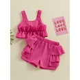 thumbnail image 3 of Caoirhny 2Pcs Baby Girl Summer Outfits Sleeveless Ruffle Tank Tops + Shorts Set Toddler Clothes, 3 of 8