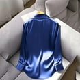 thumbnail image 4 of CLOISE Womens Blouses Dressy Long Sleeve Shirt with Collar Solid Tops Slim Satin Lightweight Elegant Work Clothes, 4 of 6