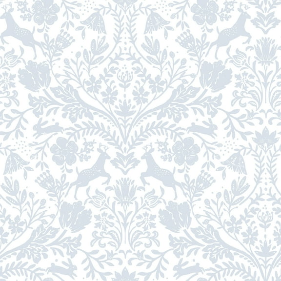 Chesapeake Forest Dance Light Blue Damask Wallpaper