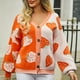 thumbnail image 5 of Suéter de cuello redondo para mujer, informal, con estampado de cuello redondo, de moda, de manga larga, tops acrílicos para mujer, 5 of 9