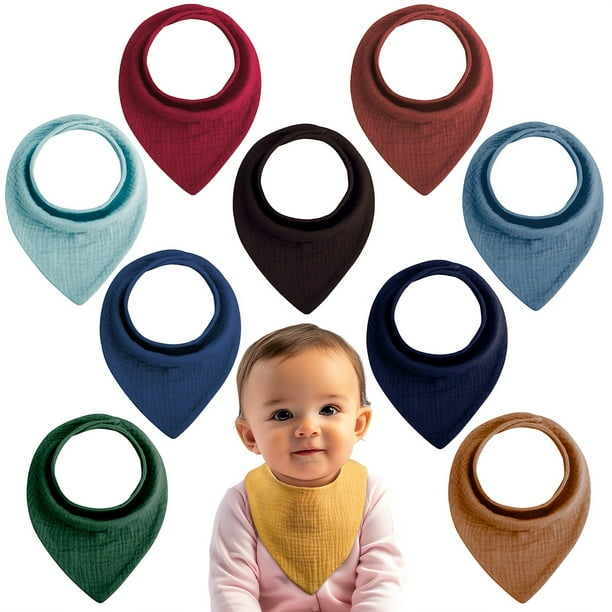 10pack Of Waterproof, Adjustable Snapon, Breathable, Soft, Baby Bibs, Suitable For Both Boys And Girls, These Bibs Are Ideal For Feeding, Teething, Drooling