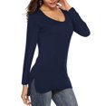 thumbnail image 6 of Fancyglim Womens Scoop Neck Long Sleeve Shirts Fitted Tops(Blue M), 6 of 6