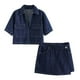 thumbnail image 2 of Conjunto de 2 piezas de moda para mujer, Top de mezclilla ajustado con cuello abatible corto y Falda vaquera asimétrica de cintura alta, 2024, 2 of 5