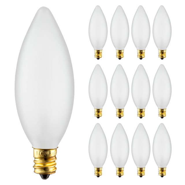 Bombillas para candelabro KOR, 25 W, base de candelabro esmerilado E12, 120 V (paquete de 12)