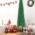 thumbnail image 2 of Patiojoy 8 FT Fiber Optic Artificial Christmas Tree Prelit Pencil Christmas Tree with 889 Branch Tips Foldable Metal Stand, 2 of 9