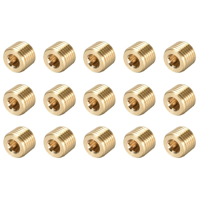 Accesorio de tubería de latón - Tapón avellanado hexagonal 1/4NPT macho con accionamiento de socket, 15 pcs