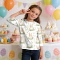 thumbnail image 6 of PWPSG Happy Easter Day Shirt for Kid 3D Graphic T Shirts Cute Easter Eggs & Bunny Rabbit Prints Tops 3/4 Sleeve Crewneck Blouses Spring Fall Outfits for Girl Multicolor 4 Years, 6 of 9