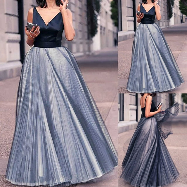 SMihono Robe Maxi Bohème d'Été pour Femmes Grande Taille Mode Femme Robe Élégante Sans Manches Col en V Robe de Plage