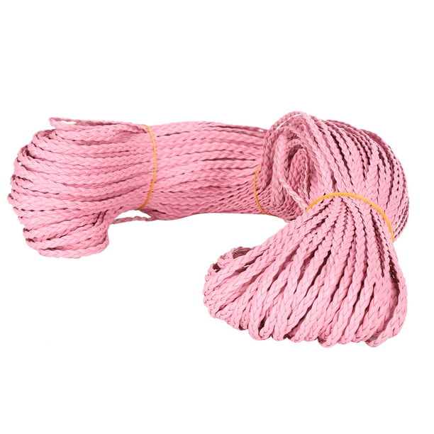 Ymiko Diy Jewelry Wire, 100meter Pu Rope Pu Braided Rope Pink For Landscape For Strapping For Handicrafts For Home Improvement