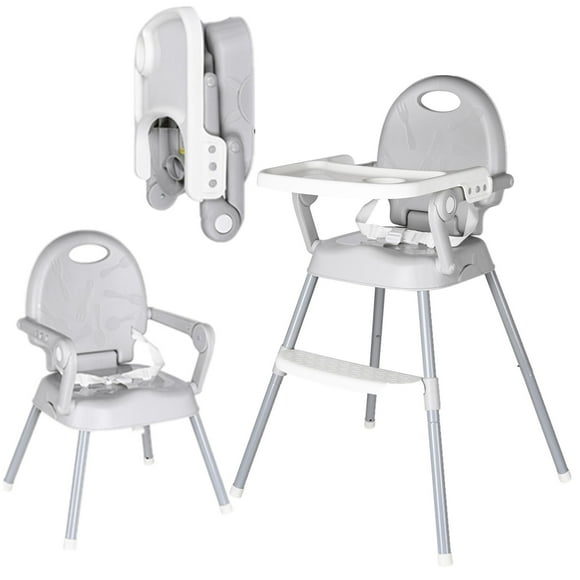 3 in 1 Protable Baby High Chair, Height Adjustable Dining Booster Seat with Detachable Tray and 3-Position Adjustable Food Tray