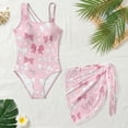 thumbnail image 5 of Jiueut Pink Bow Heart Print Girls Swimsuit with Mesh Cover Up Bathing Suit One-Piece Halter Neck Cut Out Summer Swimwear for 7-8 Years, 5 of 7