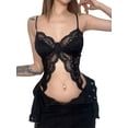 thumbnail image 3 of Lnzyyephy Women Lace Camisole, Sleeveless See-through Slit Slim Summer Bralette for Club Party, 3 of 9