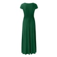 thumbnail image 7 of XVJRHAK Women's Deep V Neck Short Sleeve Long Dresses Pleated High Waist Slit Club Party Evening Maxi Dress (Green,M), 7 of 7