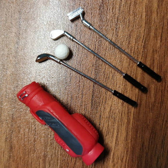 FUEENIRVA 1 Set of Mini Golf Toys Golf Club Miniature Red Alloy Decorative Design