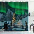 thumbnail image 1 of Ambesonne Nature Shower Curtain, Penguins on Lake, 69"Wx70"L, Lime Green Grey, 1 of 3