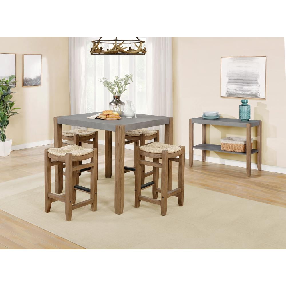 Alaterre Furniture Newport 6-Piece Dining Set with 36 in. H Wood Counter-Height Dining Table, Four 26 in. H Stools and Side Buffet Table