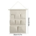thumbnail image 3 of Hanging Multi-Pocket Fabric Storage Bag - Door/Wall-Mounted Organizer for Small Items, Space-Saving Dormitory/Office/Home Miscellaneous Storage, Beige Cotton Multi-Layer Storage Pouch, 3 of 6