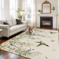 thumbnail image 2 of Watercolor Floral Area Rugs 5'x8', Washable Small Throw Rugs for Classroom Bedroom, Spring Flowers Birds Plants Country Beige Indoor Outdoor Rug Non-Slip Low Pile Carpet Runner Reversible Floor Mats, 2 of 8