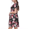thumbnail image 2 of Goofa Rose Flowers Pattern Women Summer Short Sleeve Midi Dress with Pockets Casual Aline Flowy Tshirt Dress Vocation Beach Sundress, 2 of 6