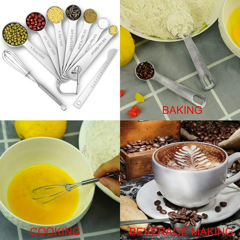 9 pcs Stainless Steel Measuring Cup Kitchen Scale Measuring Spoons